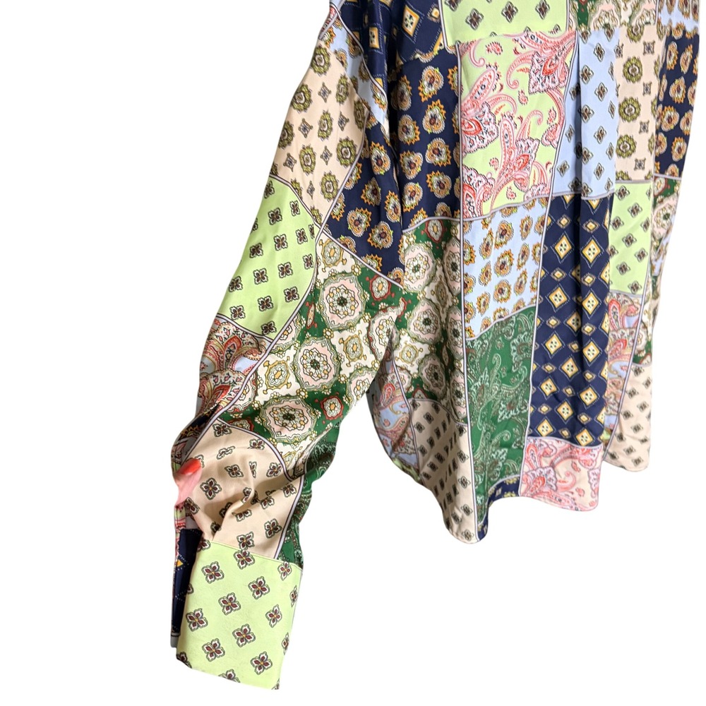 Zara Patchwork Print Button Up Long Sleeve Shirt … - image 3